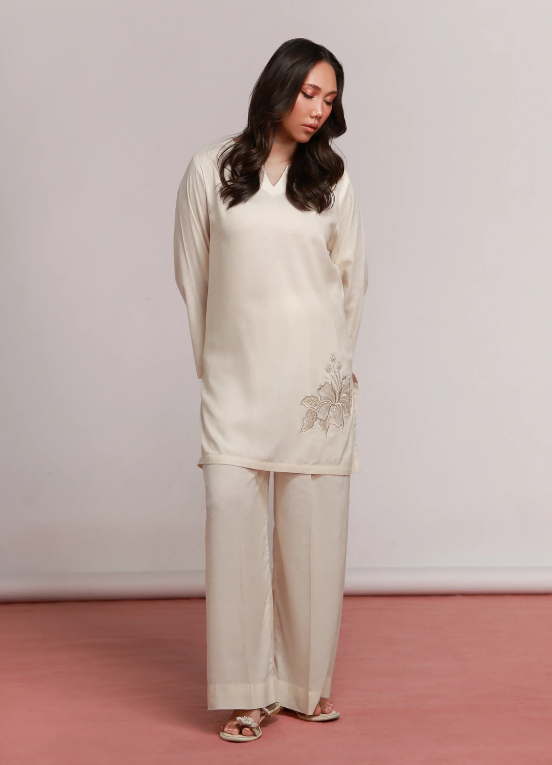 House of Meem RTW Solids Linen 2 Piece Suit Ivory Casual Collection