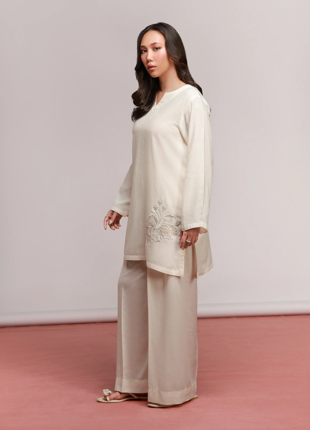 House of Meem RTW Solids Linen 2 Piece Suit Ivory Casual Collection