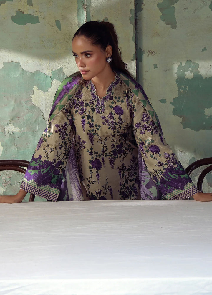 Elara by Sahar Embroidered Cambric Suits Unstitched 3 Piece SHR25EP Ivory Wisteria - Winter Collection