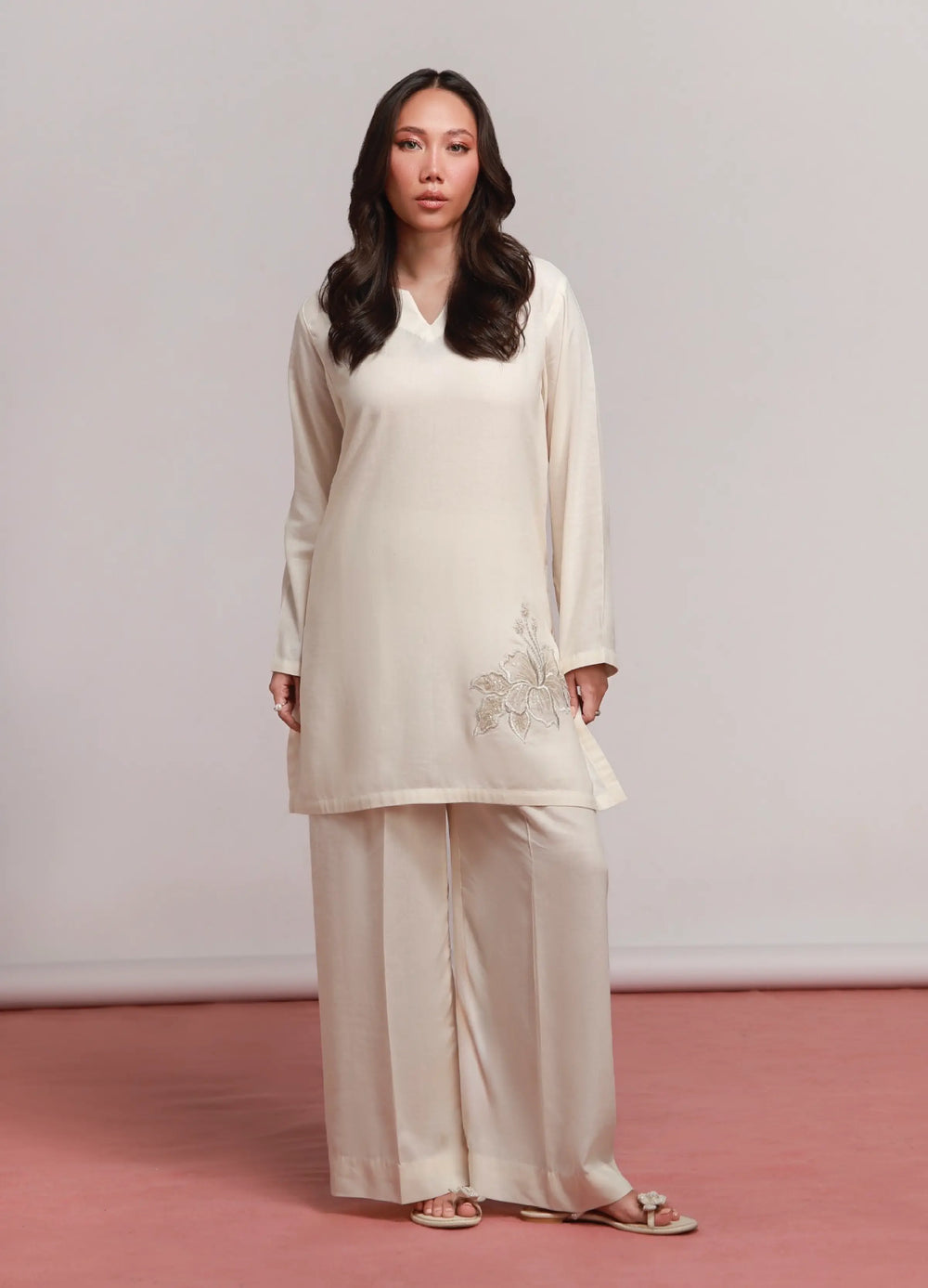 House of Meem RTW Solids Linen 2 Piece Suit Ivory Casual Collection