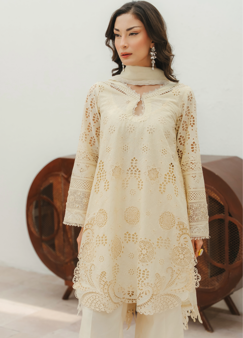 Manara by Maria RTW Embroidered Schiffli 3 Piece Suit MN26RF Jasmine M-01 - Festive Collection