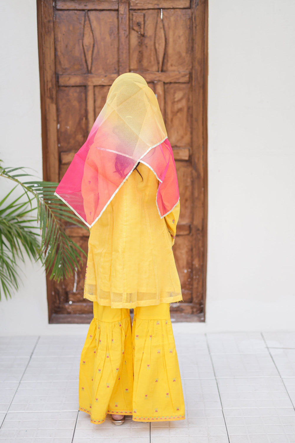 Saheli by Suntex Fabrics Girls RTW Embroidered Organza 3 Piece Suit Frock Yellow Festive Collection