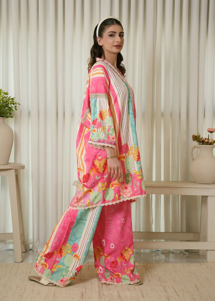 Karashe Women Pret Printed Blended Lawn Co-Ord Sets Carnival Stripes - Summer Collection