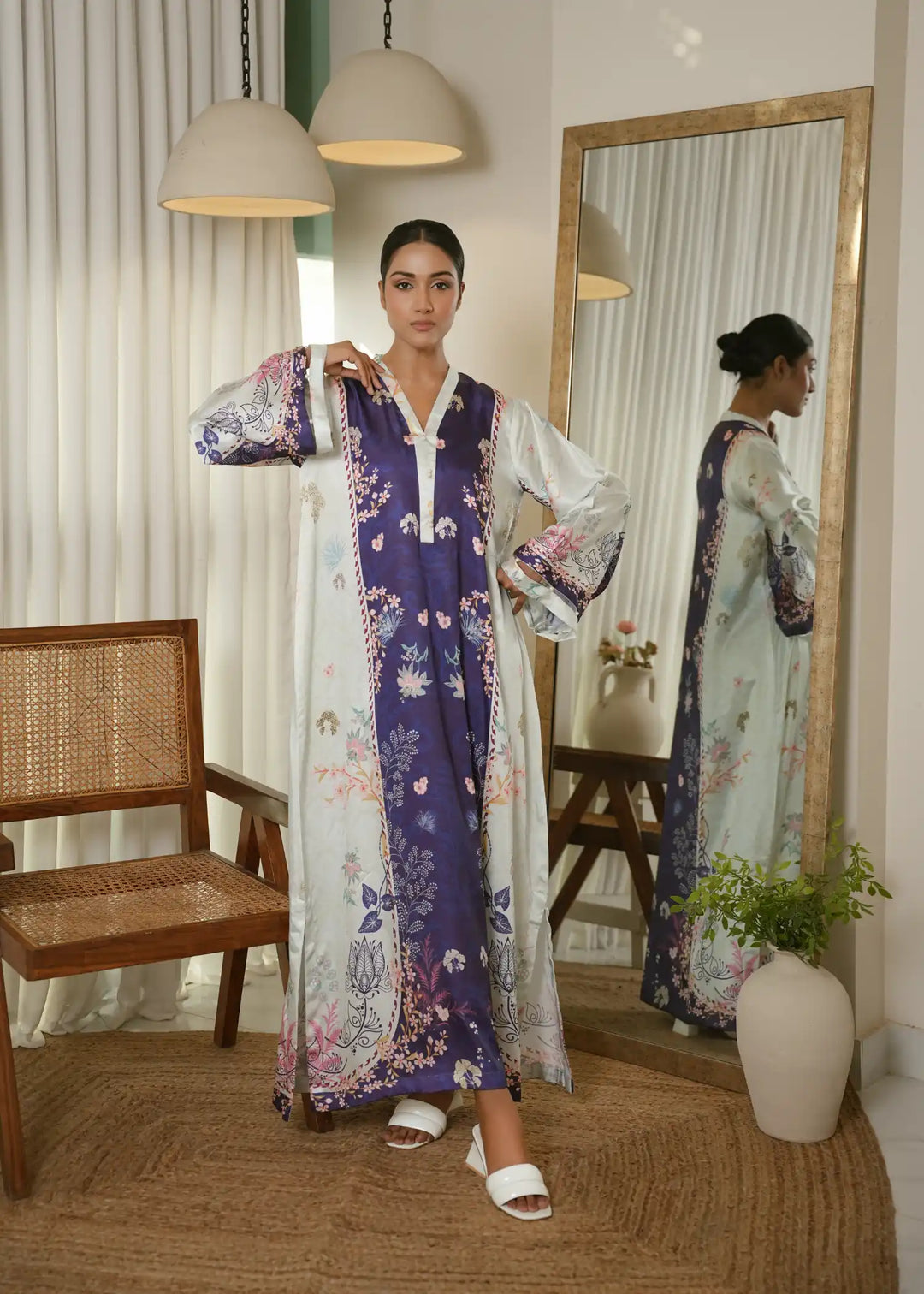 Karashe Women Pret Printed Shamooz Kaftan Twilight Bloom - Summer Collection