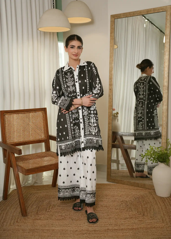Karashe Women Pret Printed Blended Lawn Co-Ord Sets Monochrome Majesty - Summer Collection