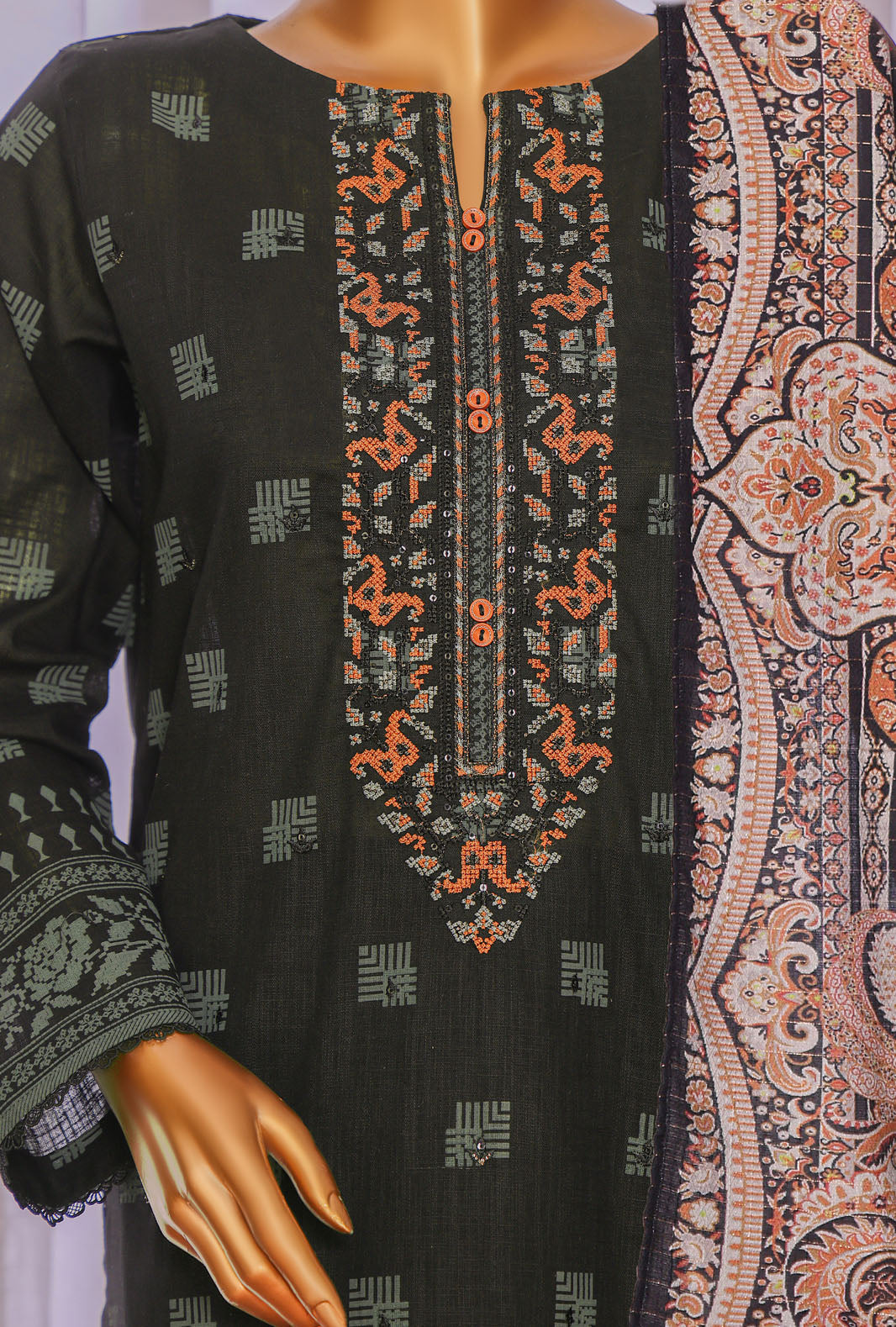 Cross Hatch by Hz Textiles Unstitched Khaddar 3 Piece Embroidered KCE-3088 - Winter Collection