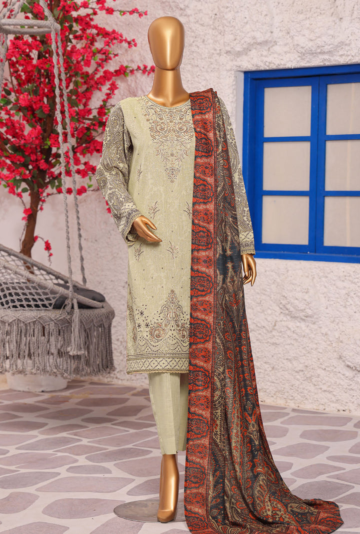 Cross Hatch by Hz Textiles Unstitched Khaddar 3 Piece Embroidered KCE-3091 - Winter Collection