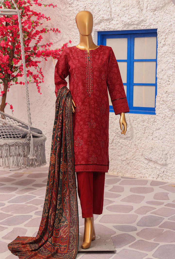 Cross Hatch by Hz Textiles Unstitched Khaddar 3 Piece Embroidered KCE-3094 - Winter Collection