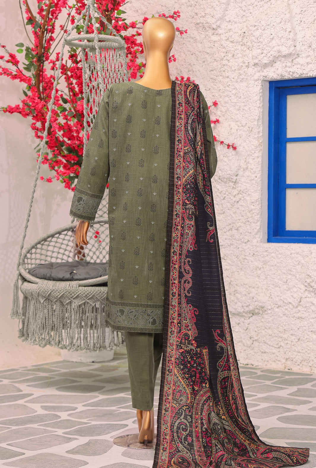 Cross Hatch by Hz Textiles Unstitched Khaddar 3 Piece Embroidered KCE-3095 - Winter Collection