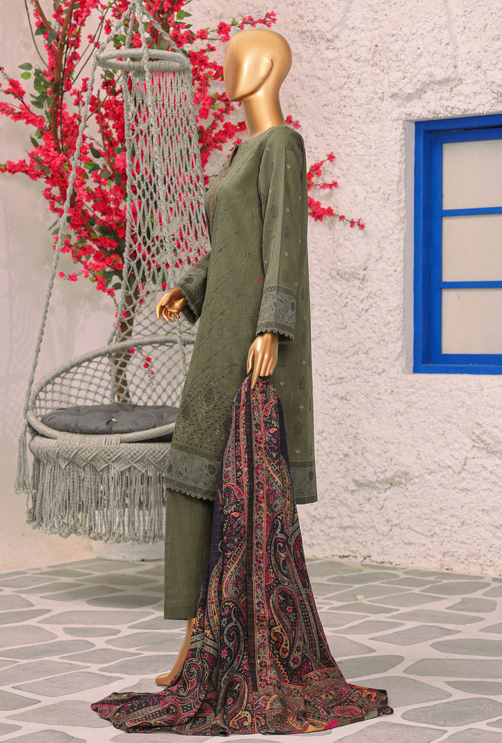 Cross Hatch by Hz Textiles Unstitched Khaddar 3 Piece Embroidered KCE-3095 - Winter Collection