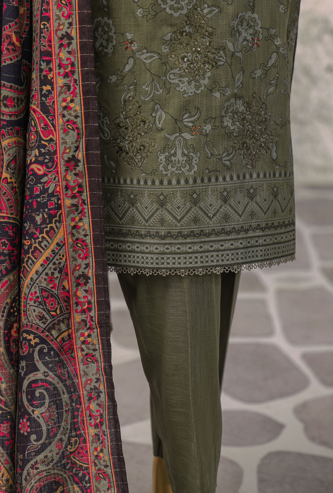 Cross Hatch by Hz Textiles Unstitched Khaddar 3 Piece Embroidered KCE-3096 - Winter Collection