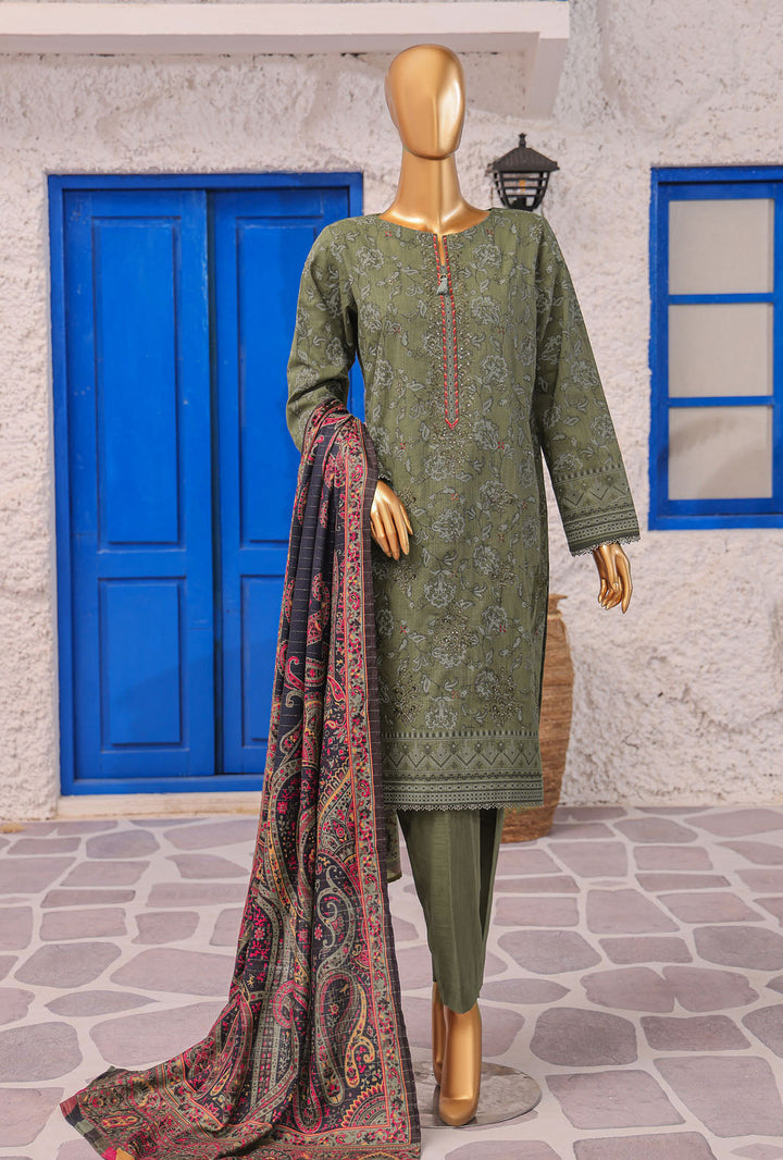 Cross Hatch by Hz Textiles Unstitched Khaddar 3 Piece Embroidered KCE-3096 - Winter Collection