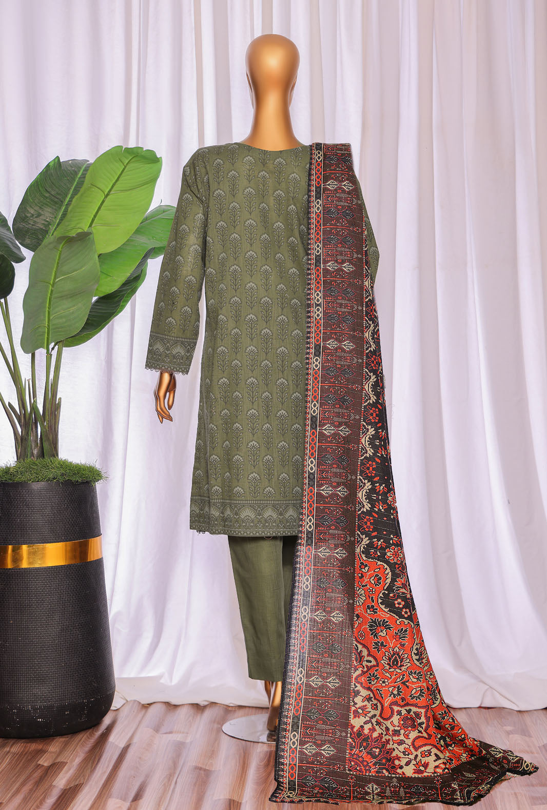 Cross Hatch by Hz Textiles Unstitched Khaddar 3 Piece Embroidered KCE-3097 - Winter Collection