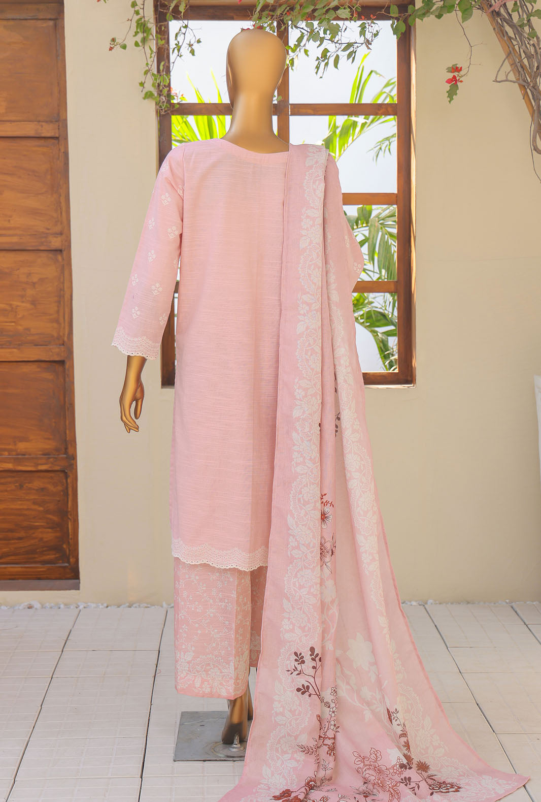Hz Textiles Unstitched Khaddar Embroidered Suit With Pashmina Shawl 3 Piece KCP-02 - Winter Collection