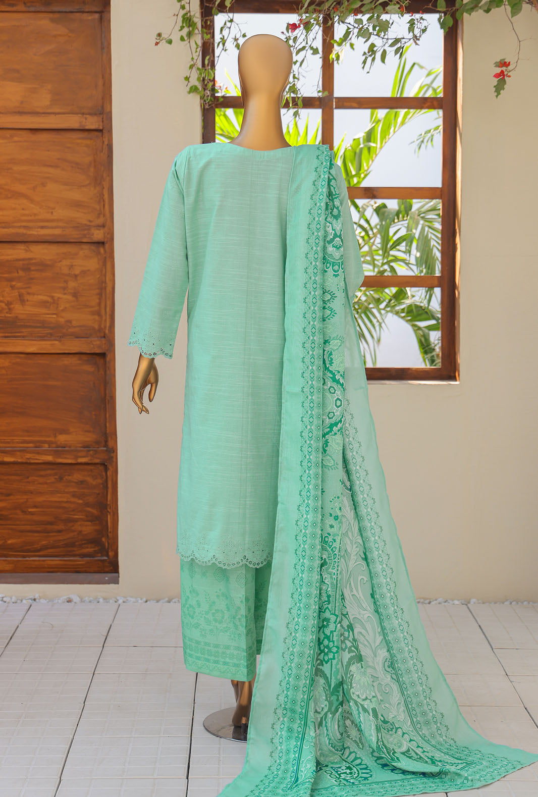 Hz Textiles Unstitched Khaddar Embroidered Suit With Pashmina Shawl 3 Piece KCP-03 - Winter Collection