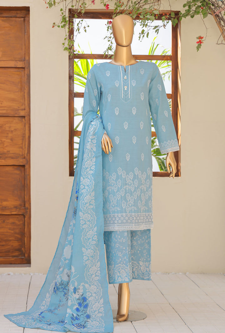 Hz Textiles Unstitched Khaddar Embroidered Suit With Pashmina Shawl 3 Piece KCP-05 - Winter Collection