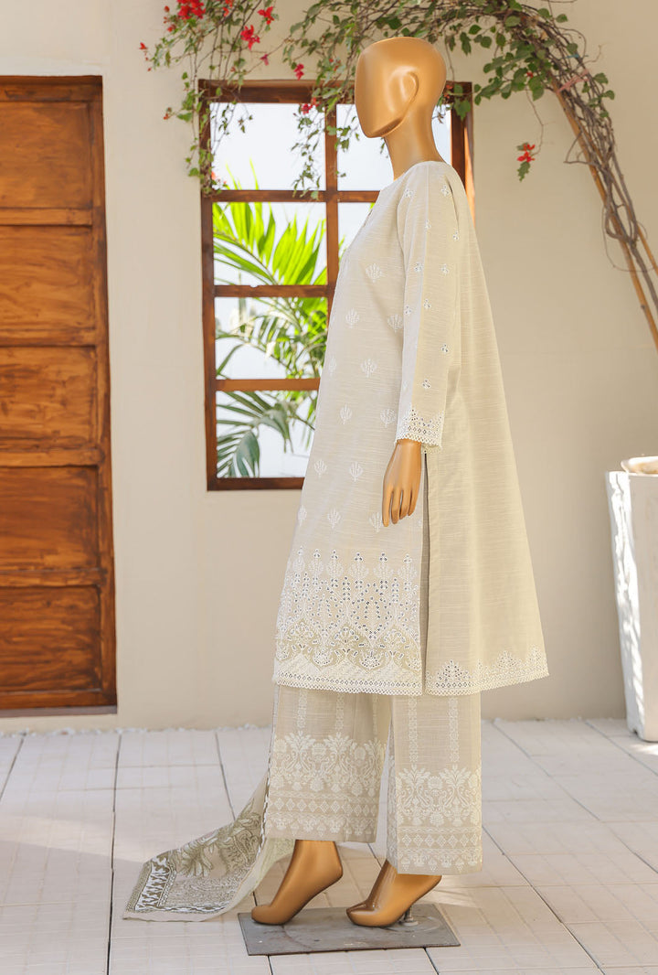 Hz Textiles Unstitched Khaddar Embroidered Suit With Pashmina Shawl 3 Piece KCP-06 - Winter Collection