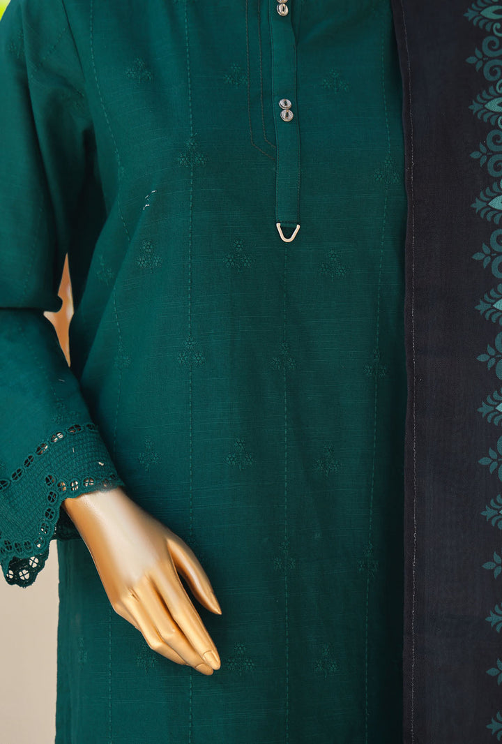 Hz Textiles Unstitched Khaddar Embroidered Suit With Pashmina Shawl 3 Piece KCP-07 - Winter Collection