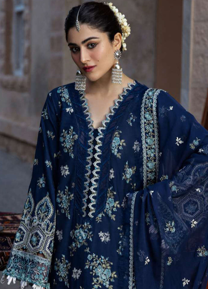 Kahf Premium Embroidered Karandi Suits Unstitched 3 Piece KHF25KU KKH-02 Azure blue - Winter Collection