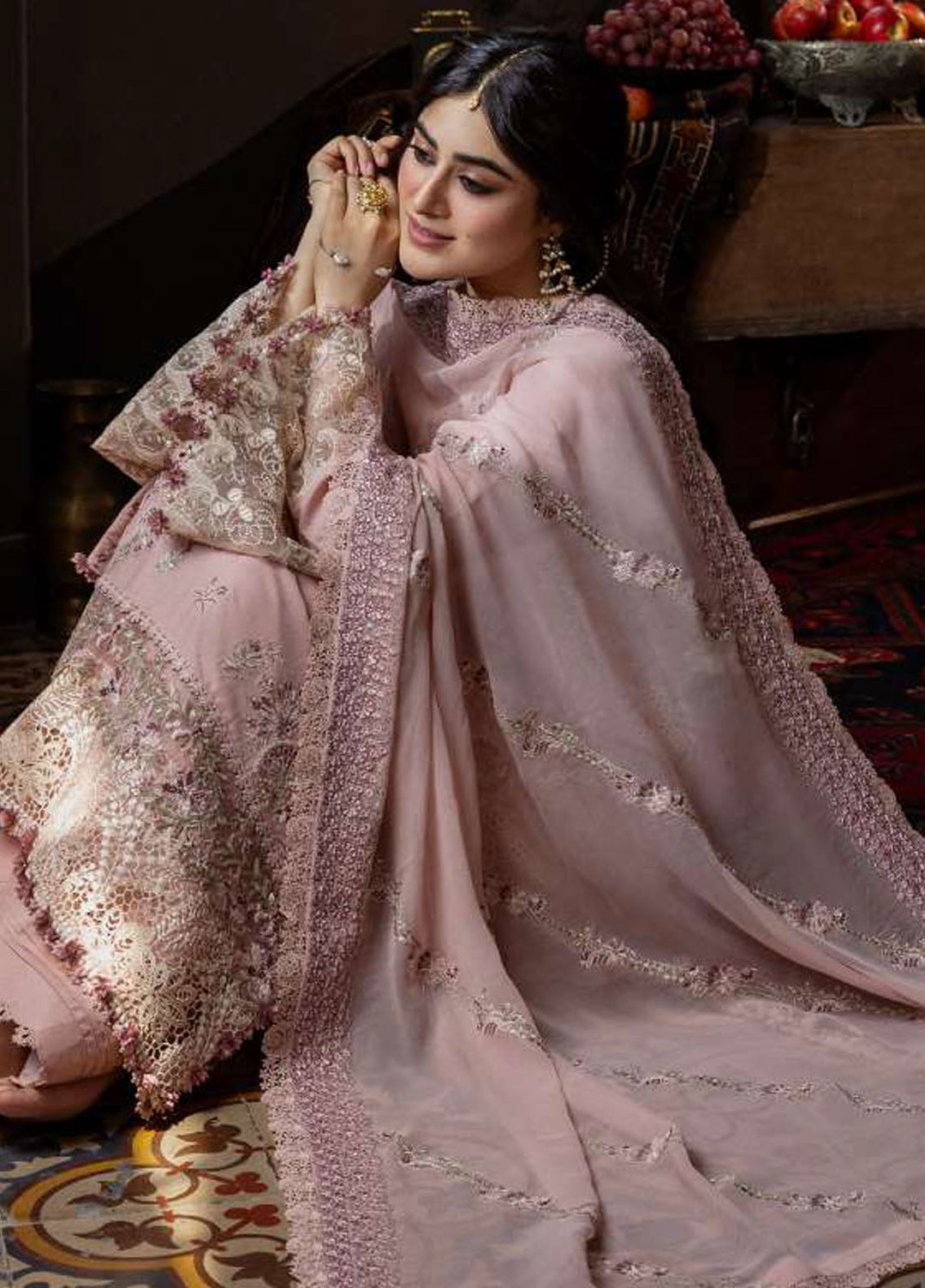Kahf Premium Embroidered Karandi Suits Unstitched 3 Piece KHF25KU KKH-08 Rosabelle - Winter Collection