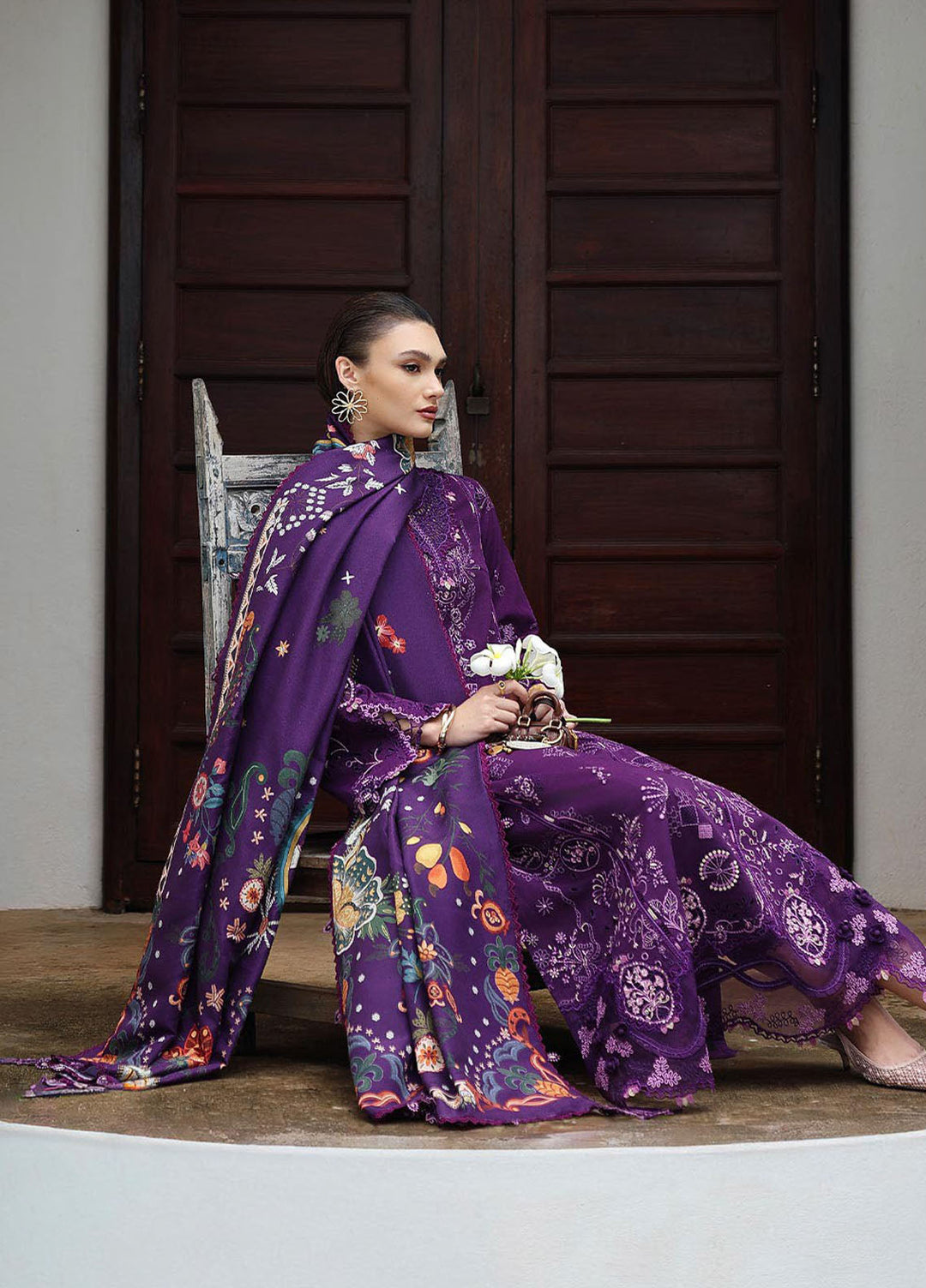 Q Line by Qalamkar Embroidered Linen Suits Unstitched 3 Piece QLM25QW KL-15 Iris - Winter Collection