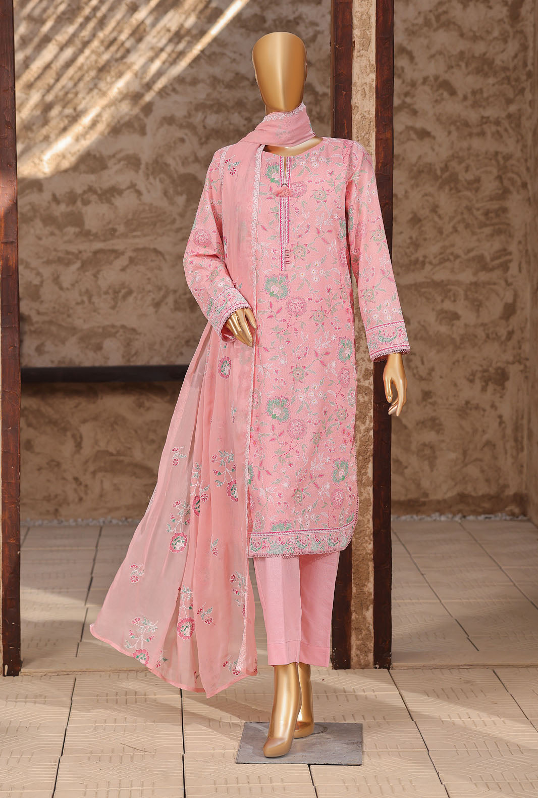 Libas e Khas by HZ Textiles Unstitched Embroidered Lawn Karandi 3 Piece Suit KPP - 7026 - Summer Collection