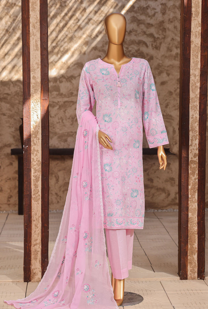 Libas e Khas by HZ Textiles Unstitched Embroidered Lawn Karandi 3 Piece Suit KPP - 7022 - Summer Collection