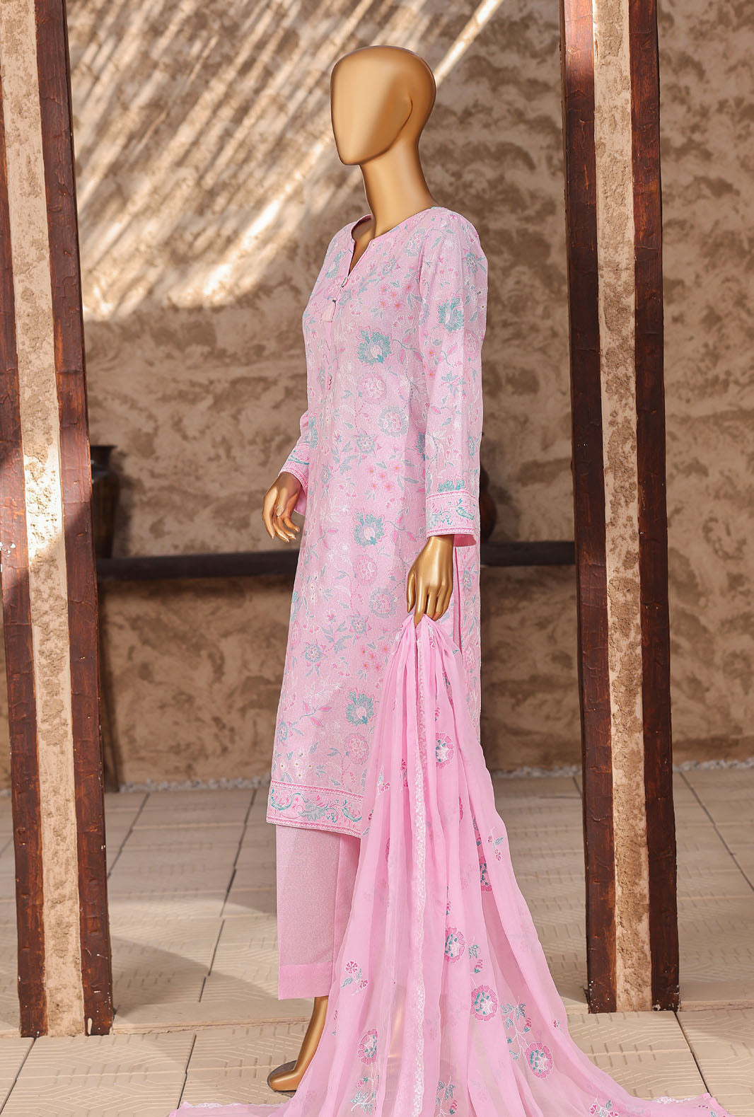 Libas e Khas by HZ Textiles Unstitched Embroidered Lawn Karandi 3 Piece Suit KPP - 7022 - Summer Collection