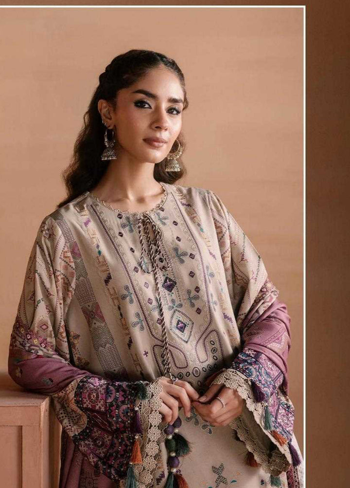 One Nation by Florent Unstitched Embroidered Viscose 3 Piece Suit FL26UON Khaaki - Casual Collection
