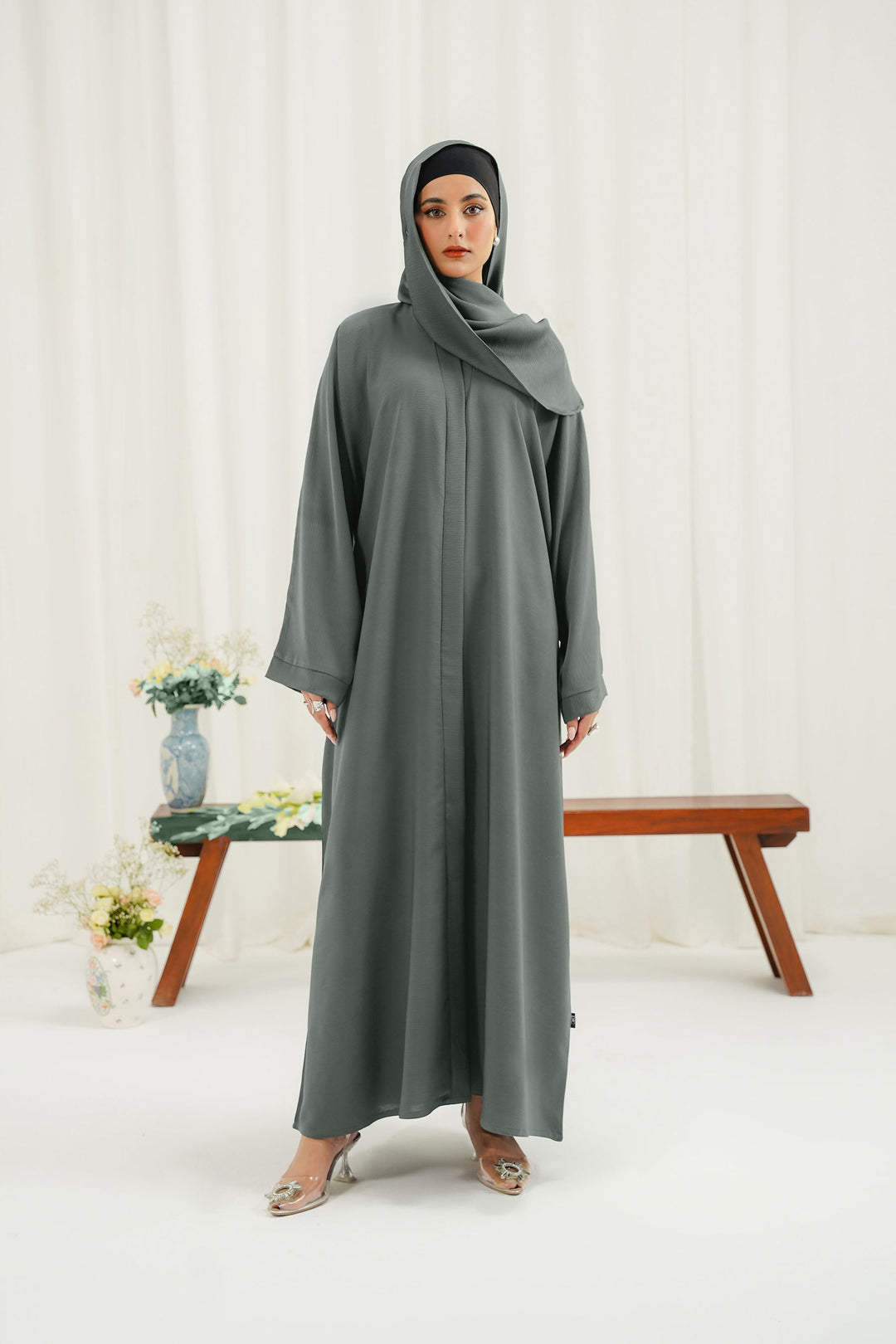 Divinely Crafted Abaya Casual Crepe 1 Piece Khizra Abaya | Buttoned Up