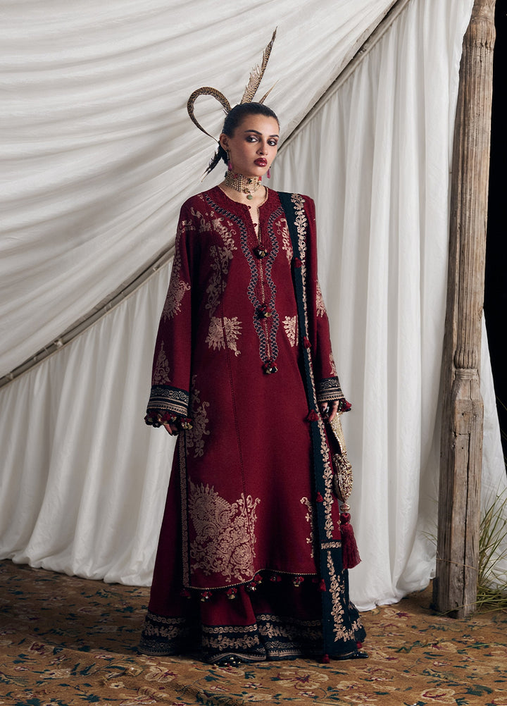 Radha Kishan by Hussain Rehar Unstitched Embroidered Karandi 3 Piece Suit RUBEUS - Winter Collection