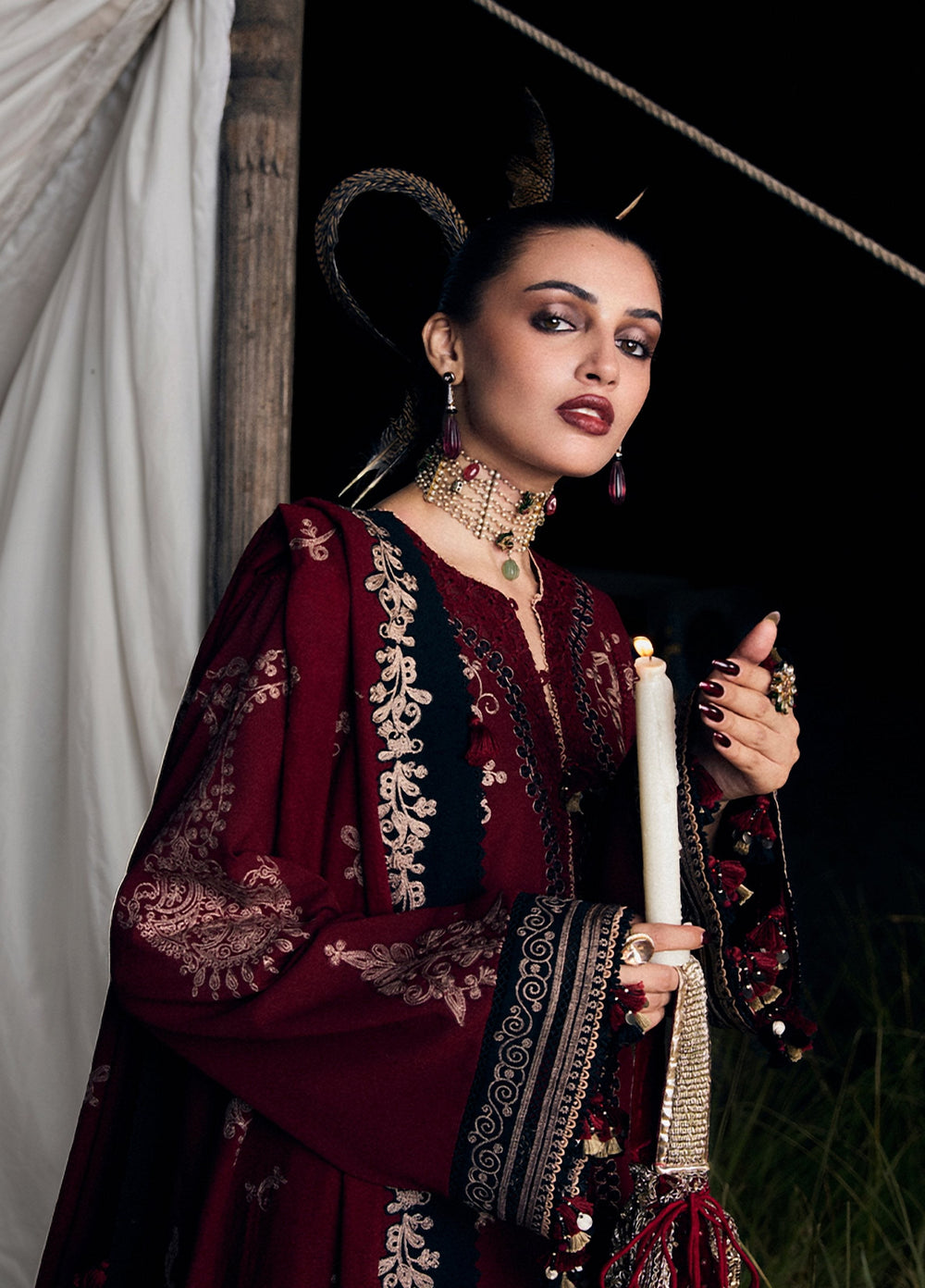 Radha Kishan by Hussain Rehar Unstitched Embroidered Karandi 3 Piece Suit RUBEUS - Winter Collection