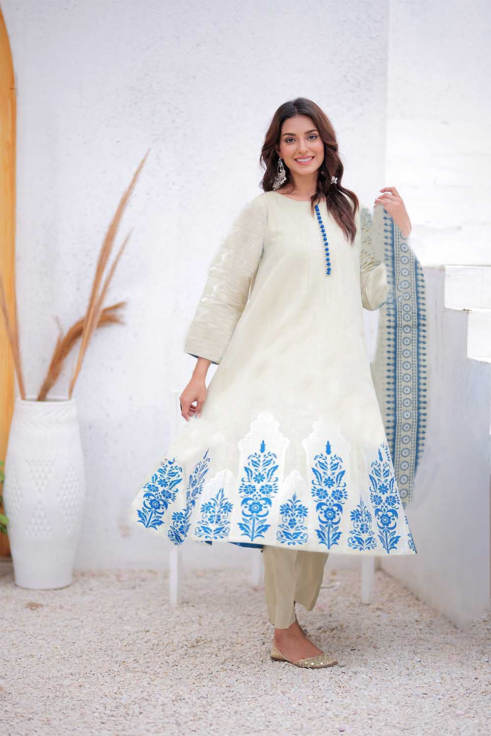 Senorita Women RTW Women Solids Light Green and S.Green Formal 3 Piece Suit Masuri Jacquard Plain Fabric LDD-02411 - Winter Collection