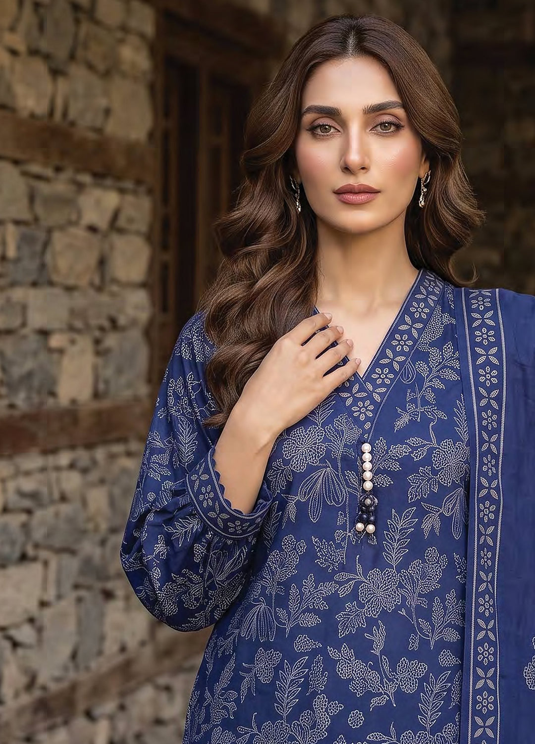 Lakhany Unstitched Printed Pashmina 3 Piece Suit LSM26UP LG-IZ-0834-C - Casual Collection