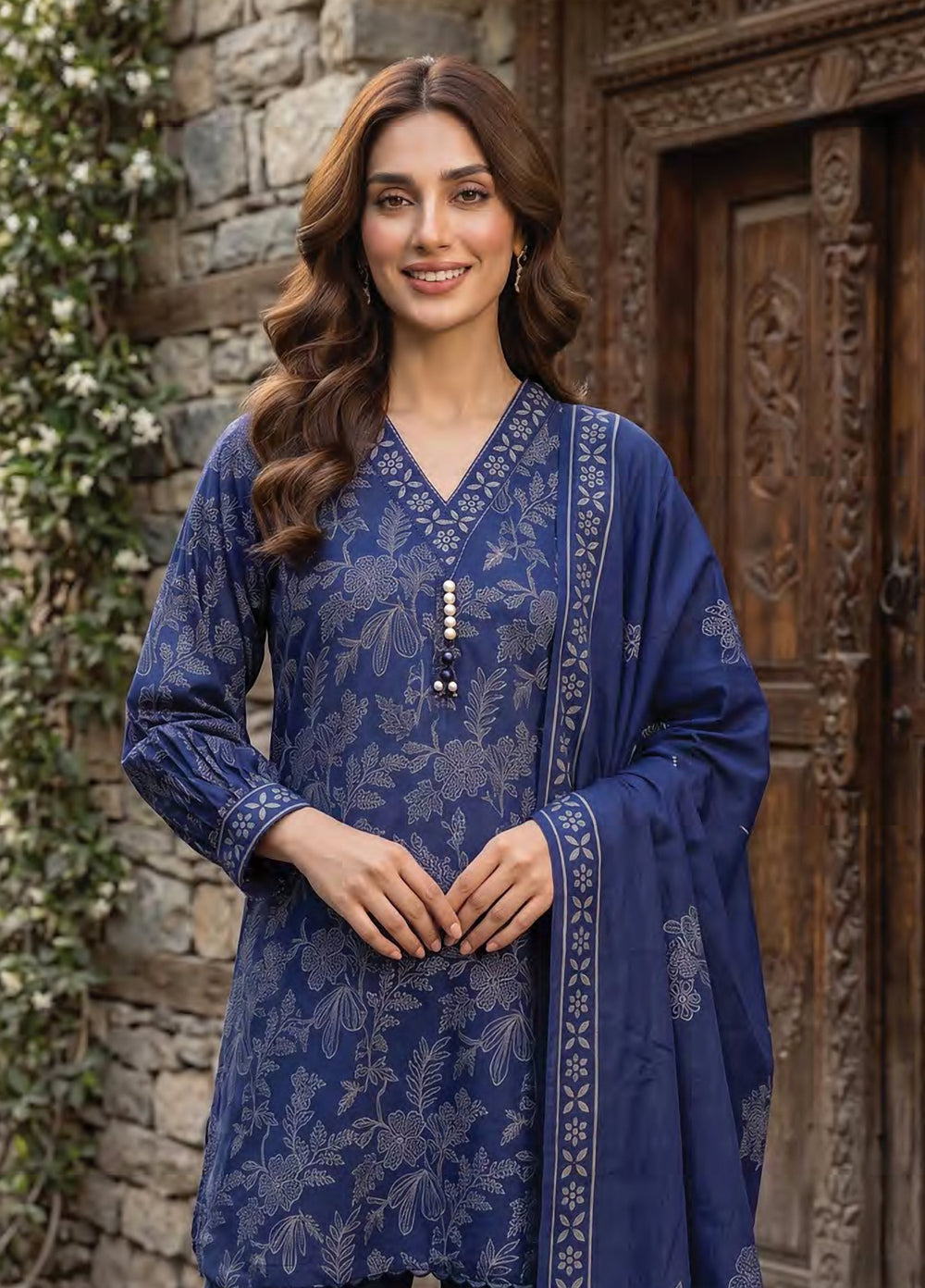 Lakhany Unstitched Printed Pashmina 3 Piece Suit LSM26UP LG-IZ-0834-C - Casual Collection