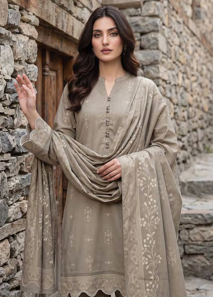 Lakhany Unstitched Printed Pashmina 3 Piece Suit LSM26UP LG-RK-0196-A - Casual Collection