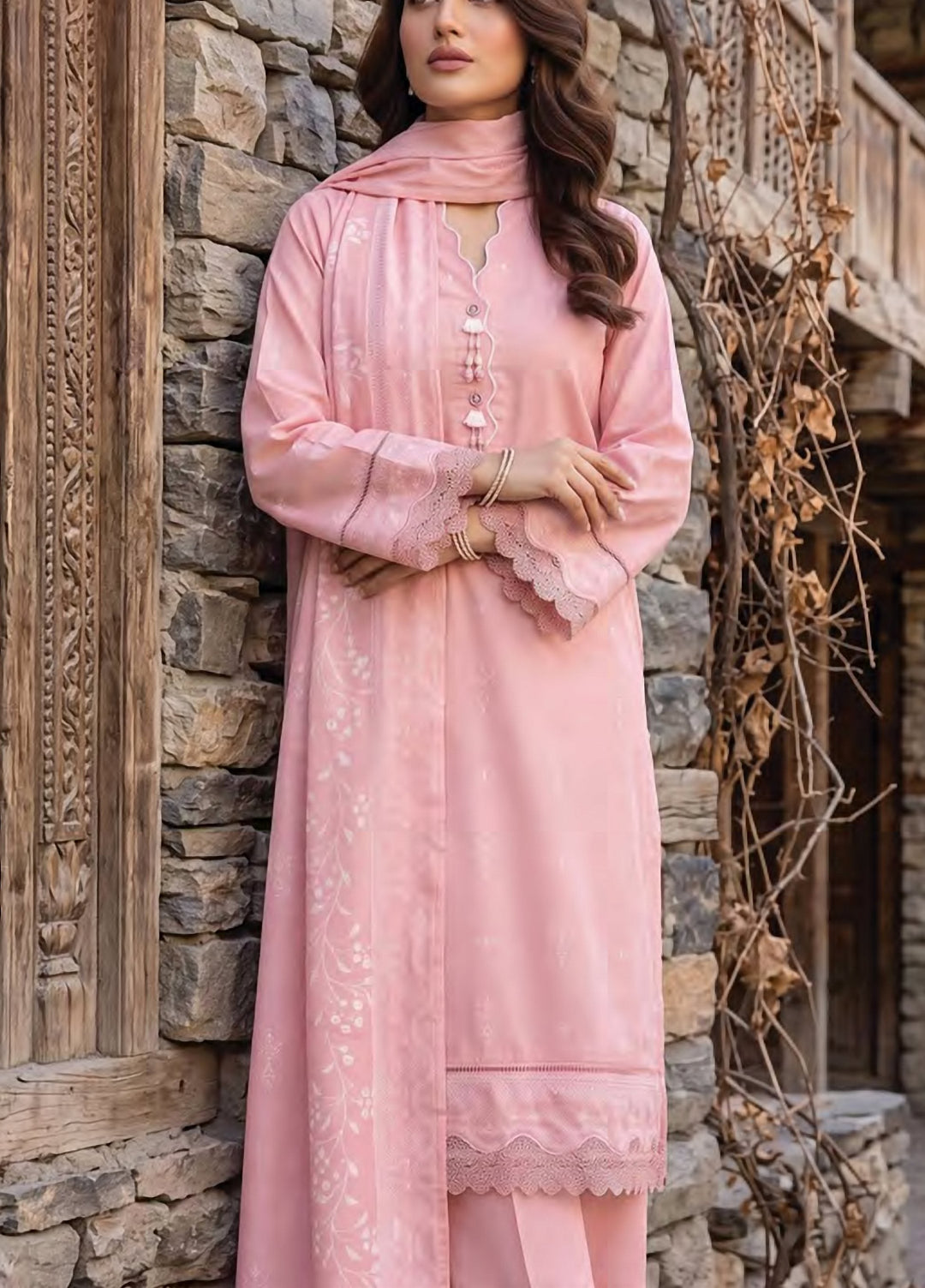 Lakhany Unstitched Printed Pashmina 3 Piece Suit LSM26UP LG-RK-0196-B - Casual Collection