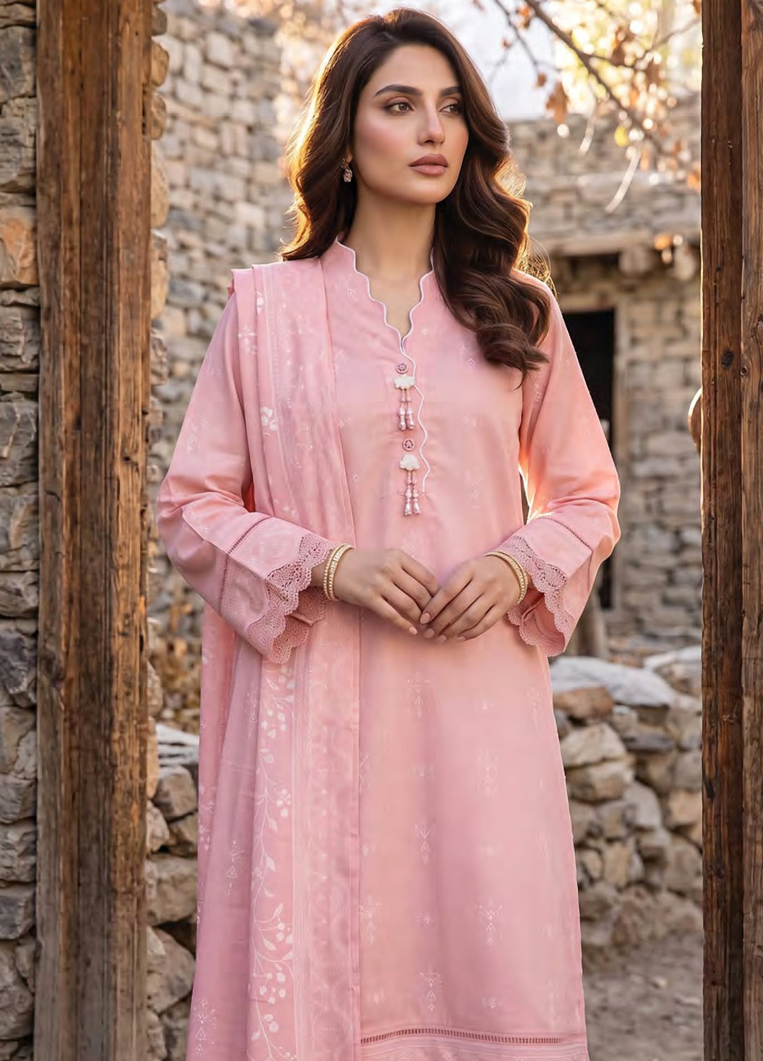 Lakhany Unstitched Printed Pashmina 3 Piece Suit LSM26UP LG-RK-0196-B - Casual Collection