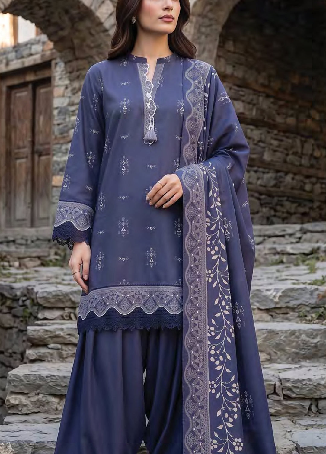 Lakhany Unstitched Printed Pashmina 3 Piece Suit LSM26UP LG-RK-0196-C - Casual Collection