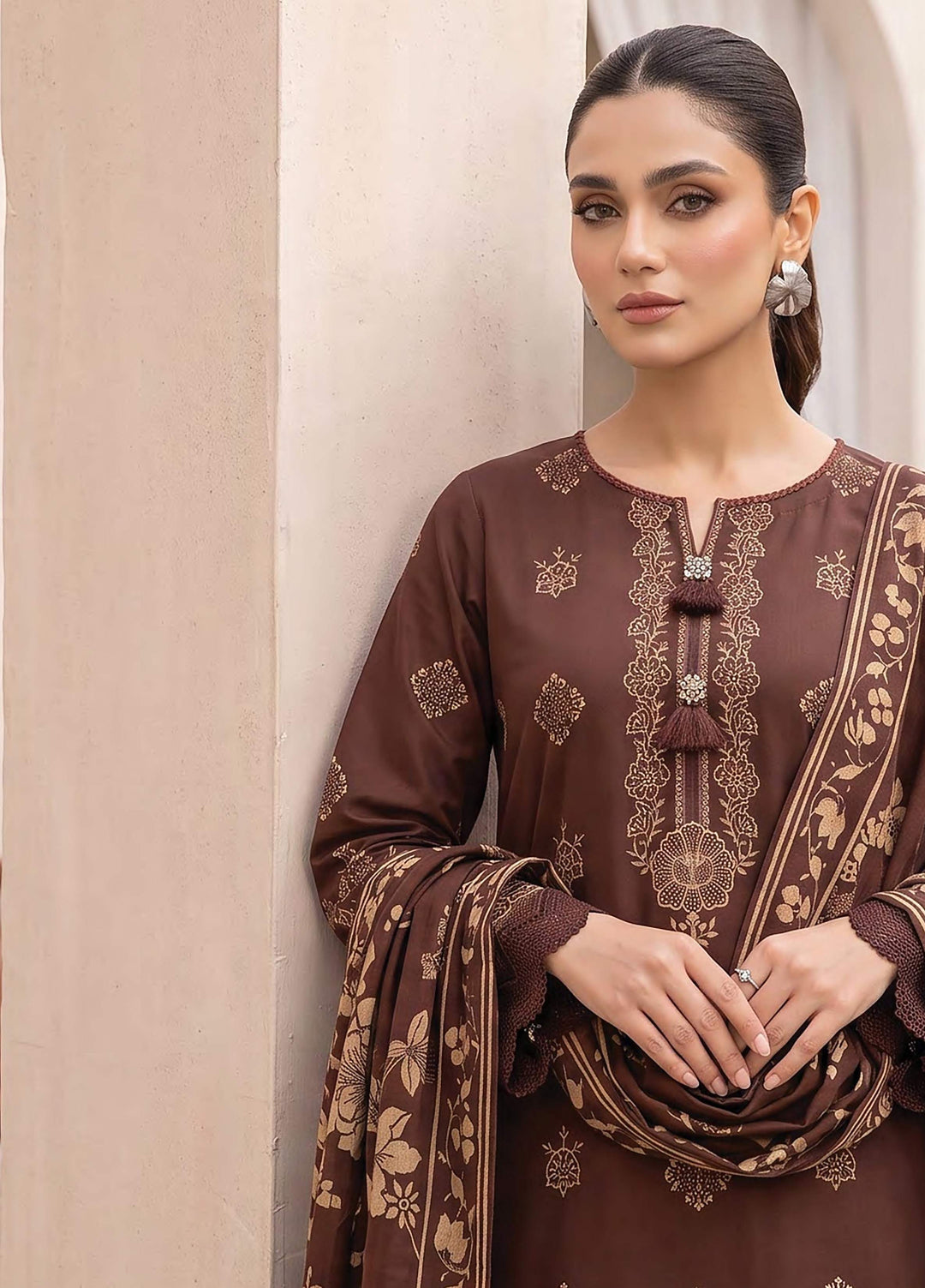 Lakhany Unstitched Printed Cashmi Wool 3 Piece Suit LSM26UCW LG-RL-0528-B - Casual Collection