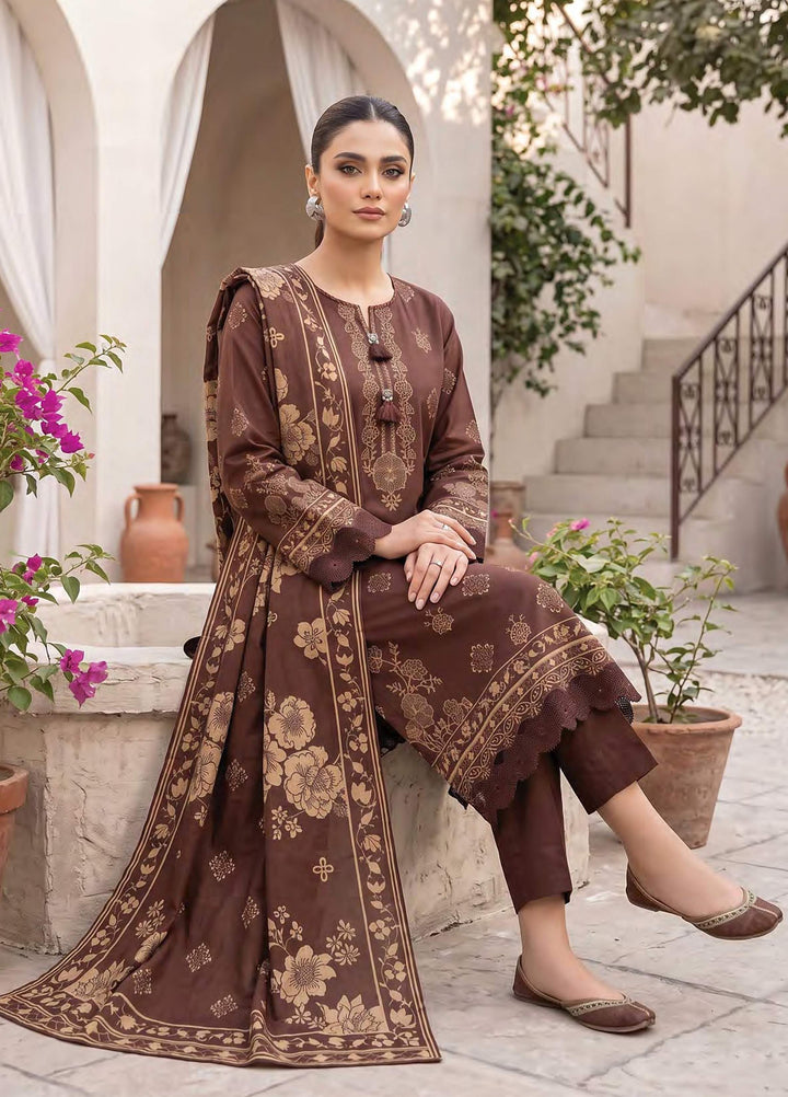 Lakhany Unstitched Printed Cashmi Wool 3 Piece Suit LSM26UCW LG-RL-0528-B - Casual Collection
