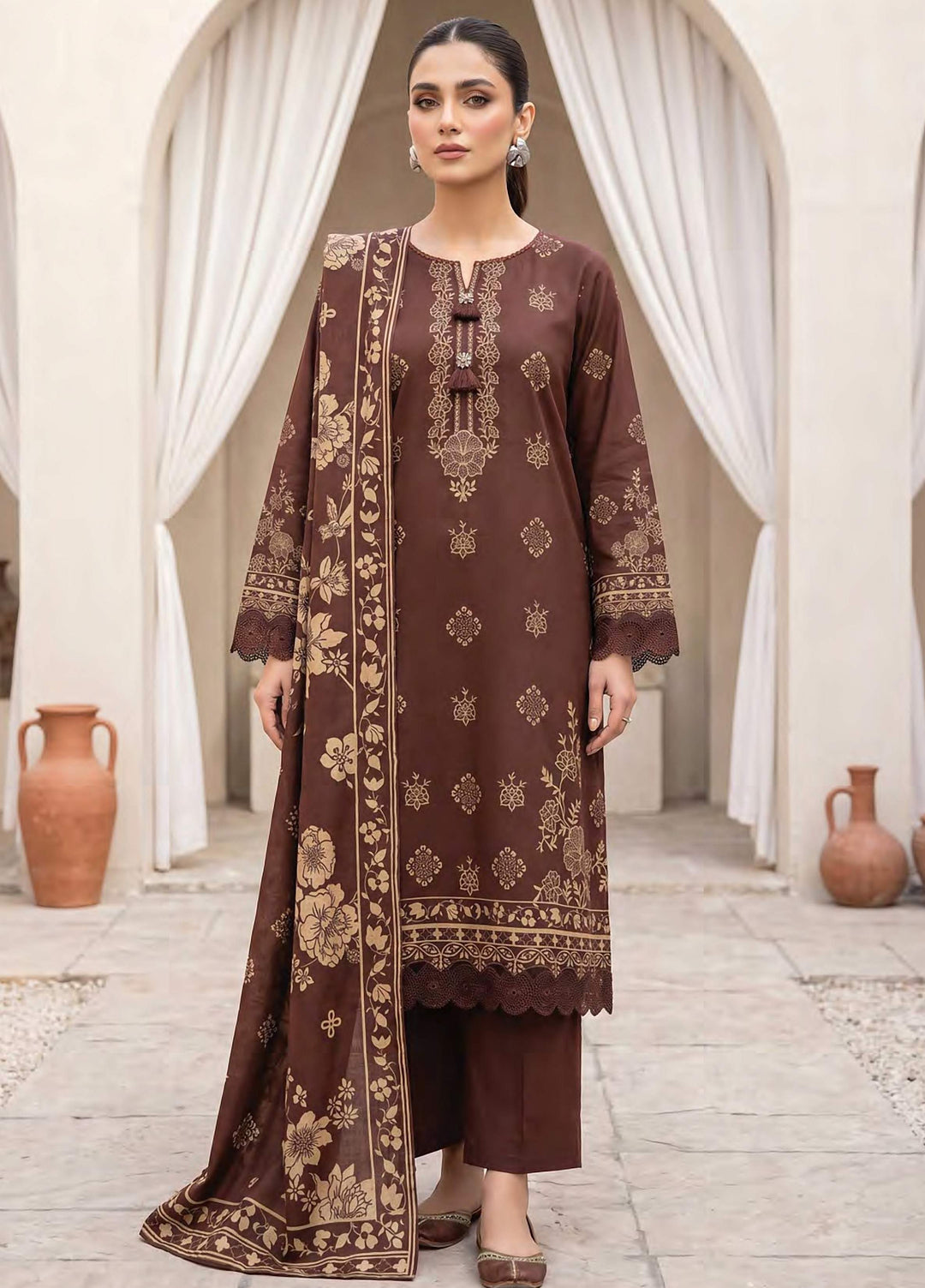 Lakhany Unstitched Printed Cashmi Wool 3 Piece Suit LSM26UCW LG-RL-0528-B - Casual Collection
