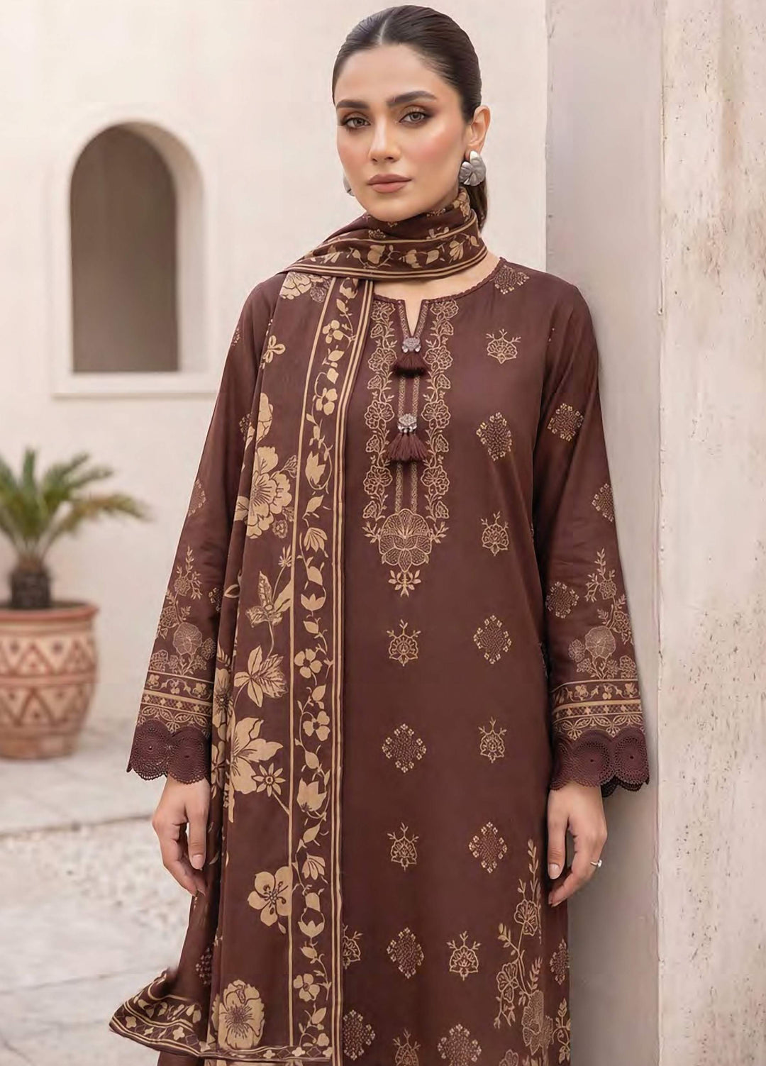Lakhany Unstitched Printed Cashmi Wool 3 Piece Suit LSM26UCW LG-RL-0528-B - Casual Collection