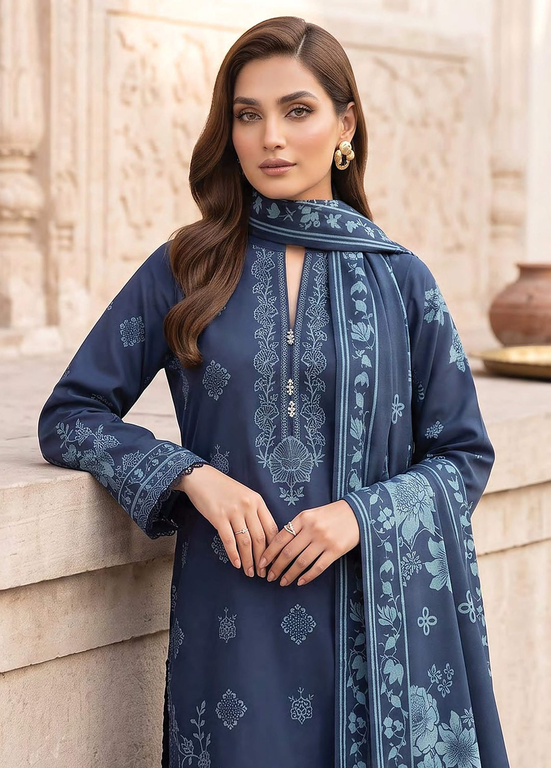 Lakhany Unstitched Printed Cashmi Wool 3 Piece Suit LSM26UCW LG-RL-0528-C - Casual Collection