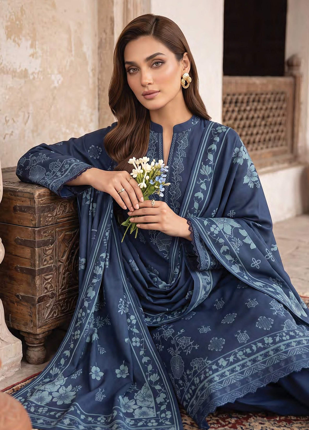Lakhany Unstitched Printed Cashmi Wool 3 Piece Suit LSM26UCW LG-RL-0528-C - Casual Collection