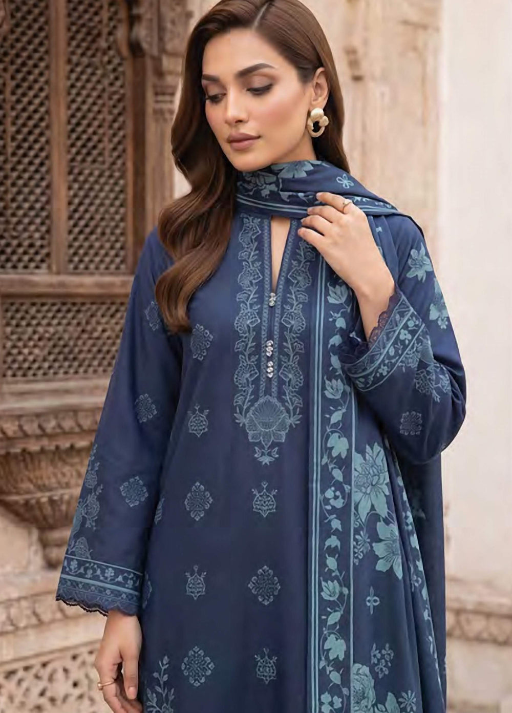 Lakhany Unstitched Printed Cashmi Wool 3 Piece Suit LSM26UCW LG-RL-0528-C - Casual Collection