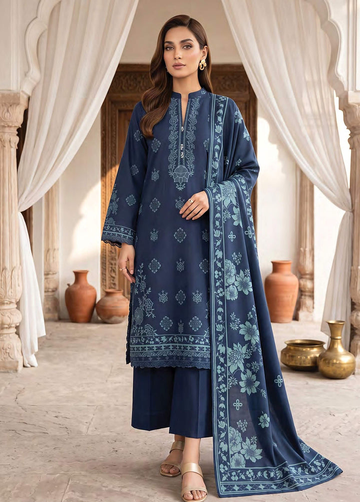 Lakhany Unstitched Printed Cashmi Wool 3 Piece Suit LSM26UCW LG-RL-0528-C - Casual Collection