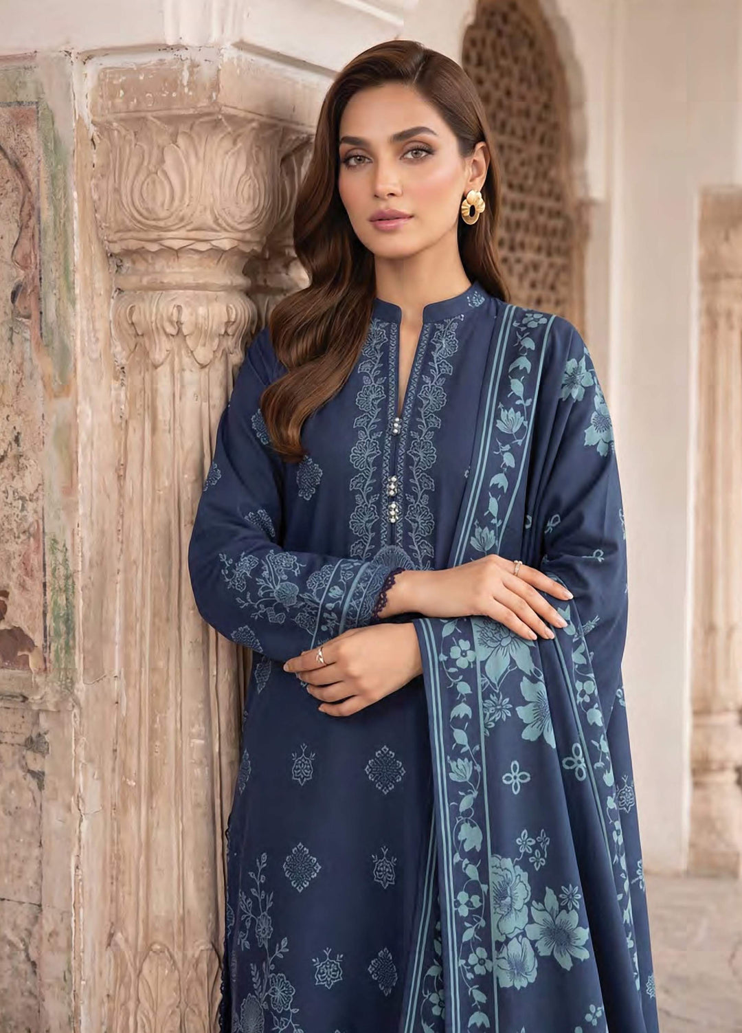 Lakhany Unstitched Printed Cashmi Wool 3 Piece Suit LSM26UCW LG-RL-0528-C - Casual Collection