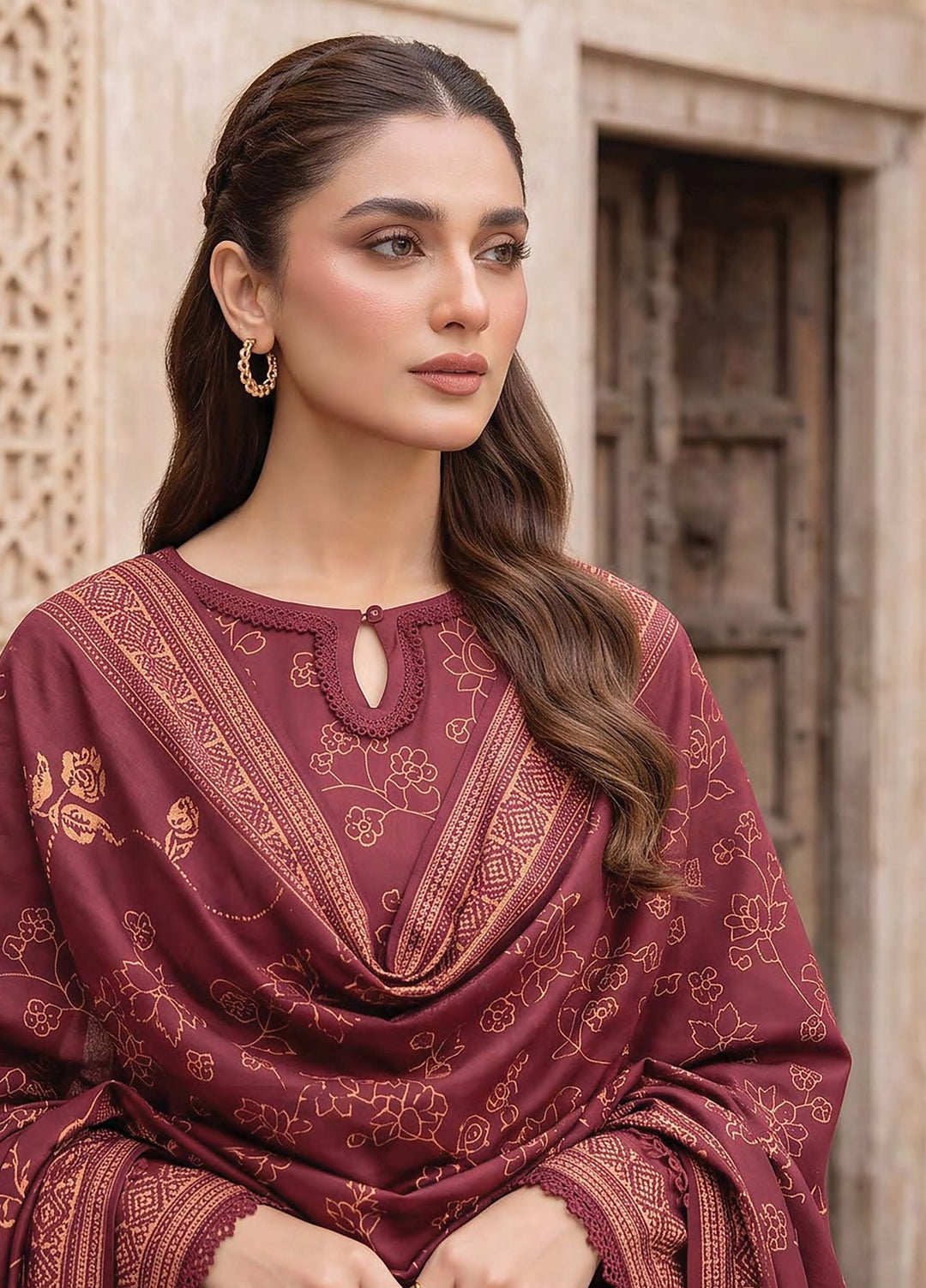 Lakhany Unstitched Printed Cashmi Wool 3 Piece Suit LSM26UCW LG-RL-0529-B - Casual Collection