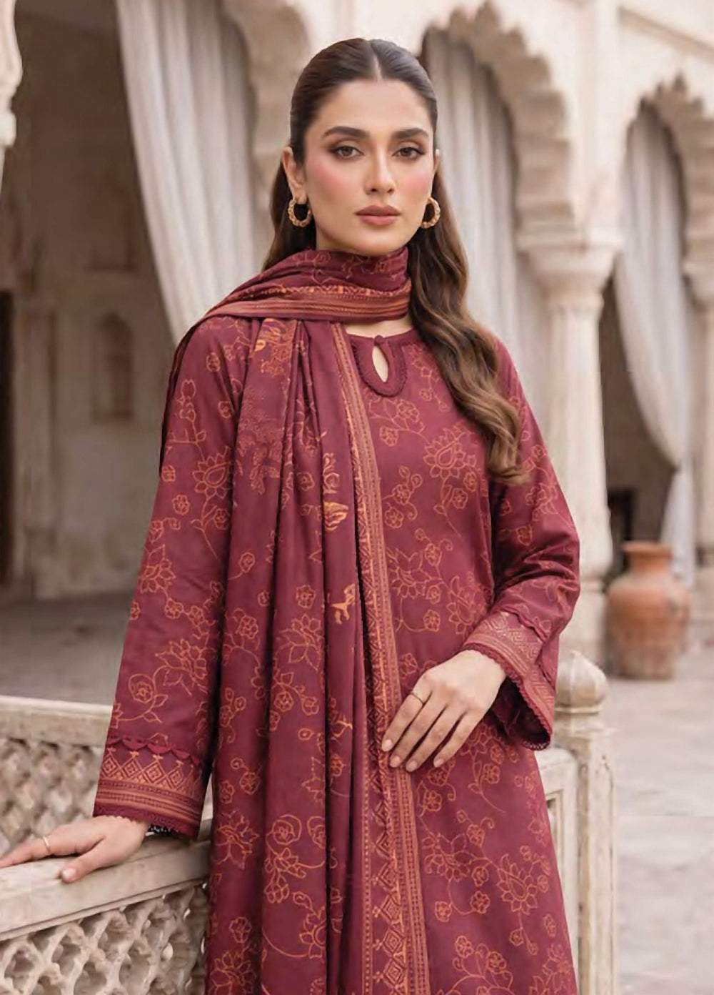 Lakhany Unstitched Printed Cashmi Wool 3 Piece Suit LSM26UCW LG-RL-0529-B - Casual Collection